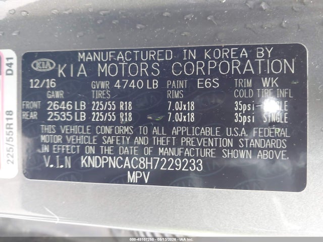 Aukcja sprzedaży 2017 Kia Sportage Ex, vin: KNDPNCAC8H7229233, numer aukcji: 45107250