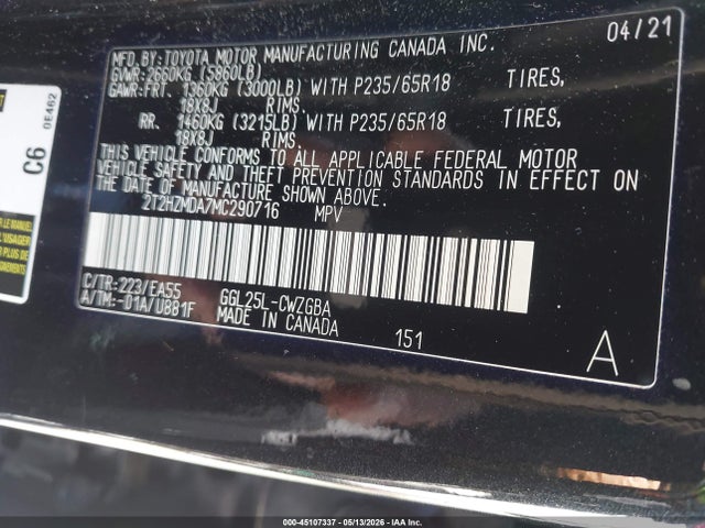 Auction sale of the 2021 Lexus Rx 350, vin: 2T2HZMDA7MC290716, lot number: 45107337