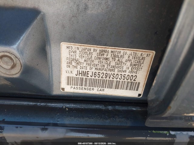 Aukcja sprzedaży 1997 Honda Civic Dx, vin: JHMEJ6529VS035002, numer aukcji: 45107380