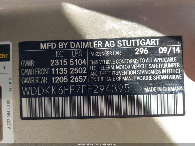 Продажа на аукционе авто 2015 Mercedes-benz E 400, vin: WDDKK6FF7FF294395, номер лота: 45107389