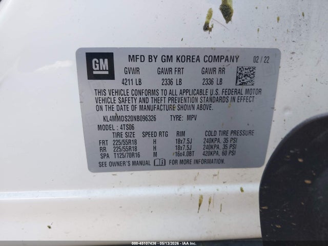Aukcja sprzedaży 2022 Buick Encore Gx Fwd Select, vin: KL4MMDS20NB096326, numer aukcji: 45107436