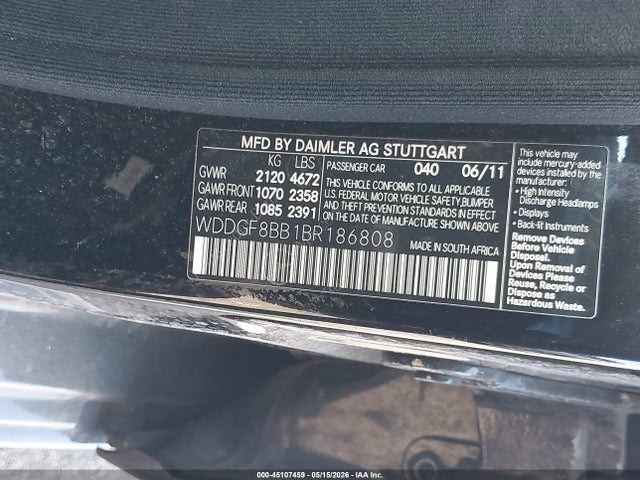Aukcja sprzedaży 2011 Mercedes-benz C 300 Sport 4matic, vin: WDDGF8BB1BR186808, numer aukcji: 45107459