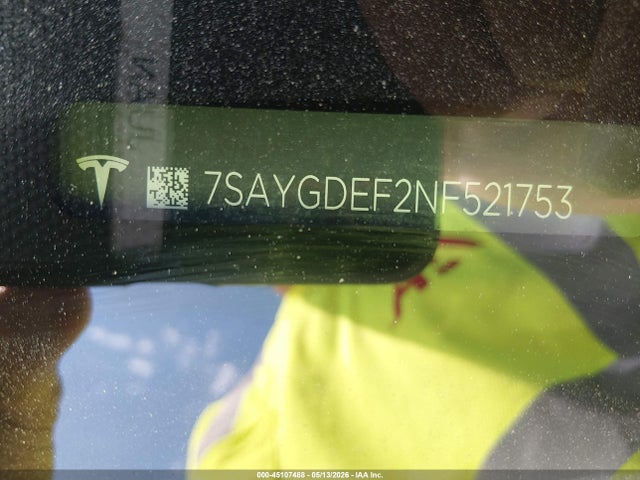 Aukcja sprzedaży 2022 Tesla Model Y Performance Dual Motor All-wheel Drive, vin: 7SAYGDEF2NF521753, numer aukcji: 45107488