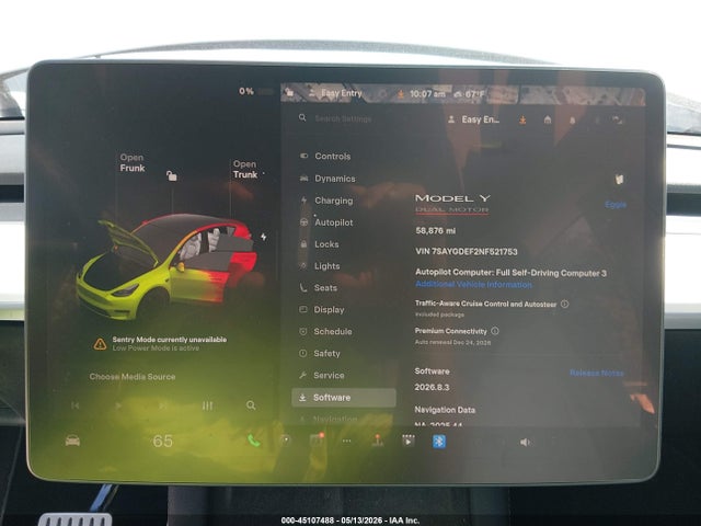 Aukcja sprzedaży 2022 Tesla Model Y Performance Dual Motor All-wheel Drive, vin: 7SAYGDEF2NF521753, numer aukcji: 45107488