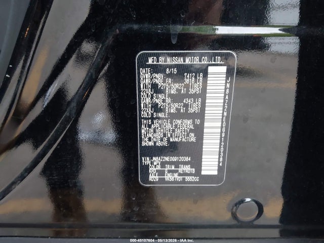 Aukcja sprzedaży 2016 Infiniti Qx80, vin: JN8AZ2NE0G9120384, numer aukcji: 45107604