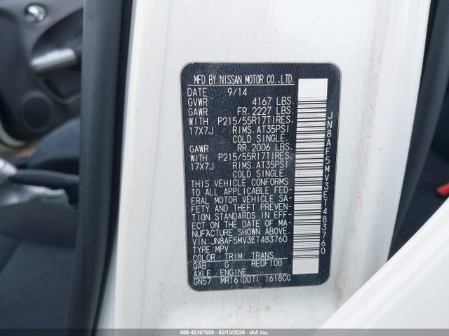 Aukcja sprzedaży 2014 Nissan Juke Sv, vin: JN8AF5MV3ET483760, numer aukcji: 45107659