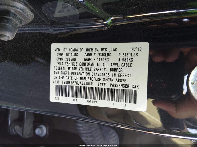 Aukcja sprzedaży 2018 Acura Tlx Advance Pkg, vin: 19UUB2F76JA008550, numer aukcji: 45107686
