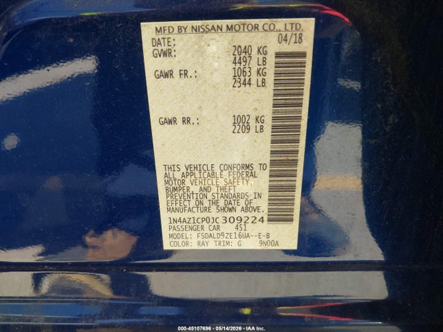 Nissan LEAF SV 2018 1N4AZ1CP0JC309224 Image 8