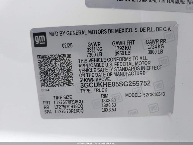 Продажа на аукционе авто 2025 Chevrolet Silverado 1500 4wd  Short Bed Zr2, vin: 3GCUKHE85SG255752, номер лота: 45107699
