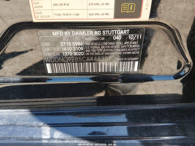 Продаж на аукціоні авто 2012 Mercedes-benz S 550 4matic, vin: WDDNG9EB5CA448352, номер лоту: 45107753