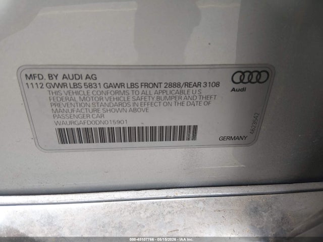 Продажа на аукционе авто 2013 Audi A8 L 3.0t, vin: WAURGAFD0DN015901, номер лота: 45107766