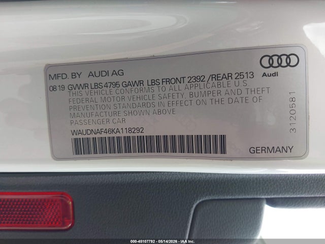 Audi A4 45 Premium 2019 WAUDNAF46KA118292 Image 9