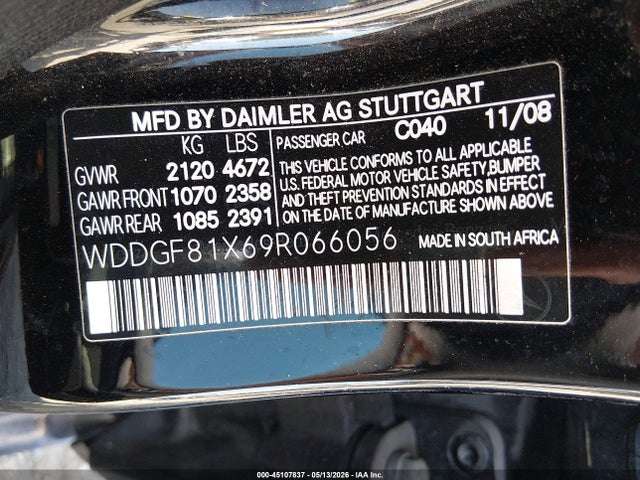 Auction sale of the 2009 Mercedes-benz C 300 Luxury 4matic/sport 4matic, vin: WDDGF81X69R066056, lot number: 45107837
