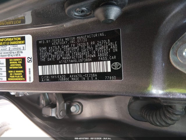 4T1G11AK6LU973894 Toyota CAMRY SE