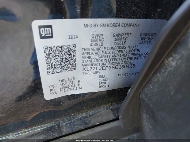 Продаж на аукціоні авто 2025 Chevrolet Trax Fwd 2rs, vin: KL77LJEP3SC180428, номер лоту: 45107894