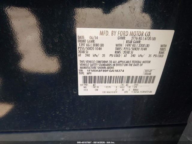 2015 Ford Explorer Limited მანქანა იყიდება აუქციონზე, vin: 1FM5K8F89FGA18374, აუქციონის ნომერი: 45107897