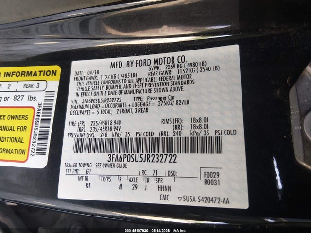 Ford Fusion Energi Titanium 2018 3FA6P0SU5JR232722 Image 9