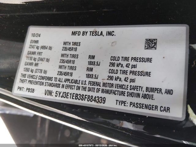 Tesla Model 3 Long Range All-wheel Drive 2025 5YJ3E1EB3SF884339 Image 9