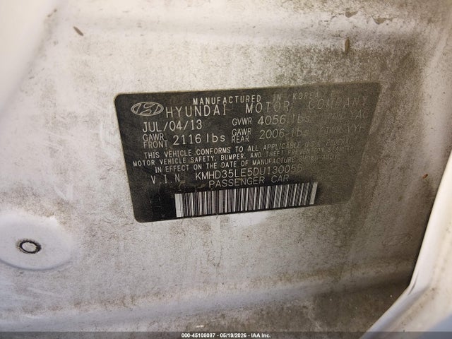 2013 Hyundai Elantra Gt მანქანა იყიდება აუქციონზე, vin: KMHD35LE5DU130055, აუქციონის ნომერი: 45108087