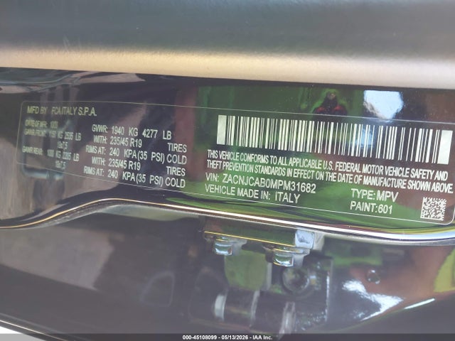 ZACNJCAB0MPM31682 Jeep Renegade Jeepster Fwd