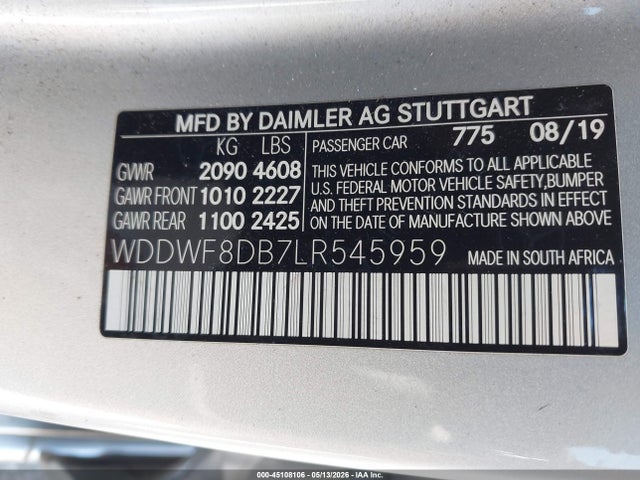 WDDWF8DB7LR545959 Mercedes-Benz C 300