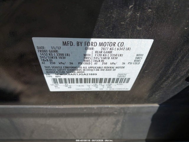 Продажа на аукционе авто 2018 Ford Police Interceptor Utility, vin: 1FM5K8AR1JGA21889, номер лота: 45108116