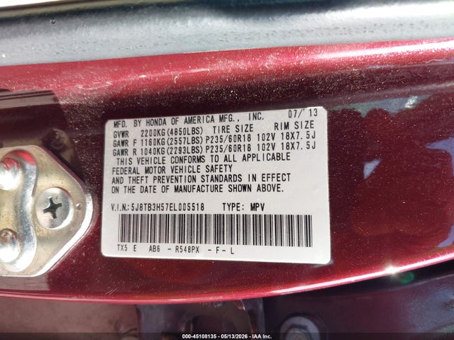 Aukcja sprzedaży 2014 Acura Rdx, vin: 5J8TB3H57EL005518, numer aukcji: 45108135