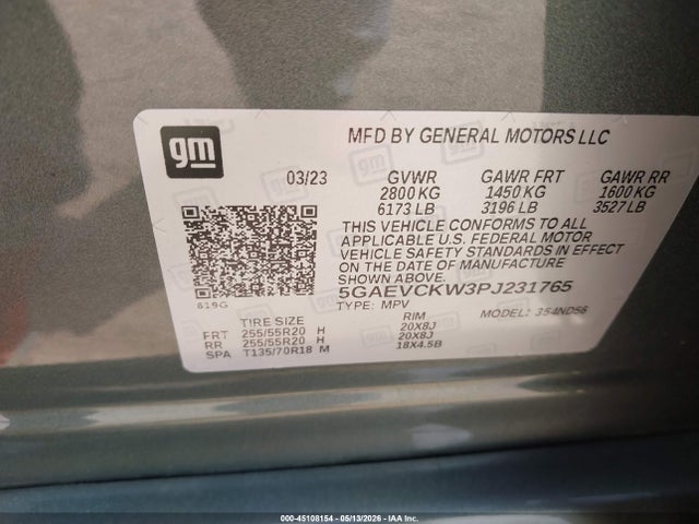 Aukcja sprzedaży 2023 Buick Enclave Avenir Awd, vin: 5GAEVCKW3PJ231765, numer aukcji: 45108154