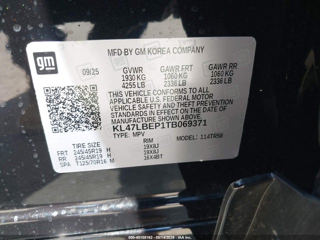 Aukcja sprzedaży 2026 Buick Envista Sport Touring Fwd, vin: KL47LBEP1TB069371, numer aukcji: 45108162