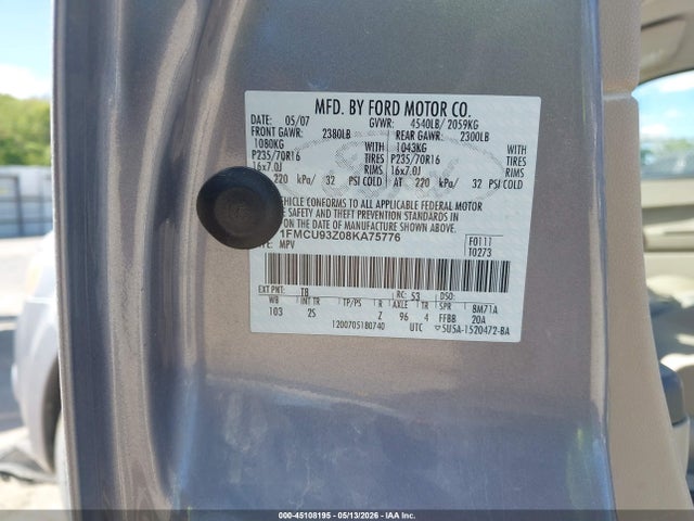 Продаж на аукціоні авто 2008 Ford Escape Xlt, vin: 1FMCU93Z08KA75776, номер лоту: 45108195
