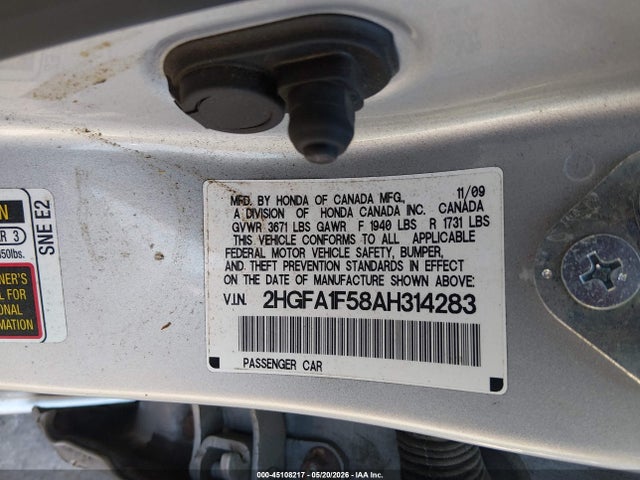 Продажа на аукционе авто 2010 Honda Civic Lx, vin: 2HGFA1F58AH314283, номер лота: 45108217