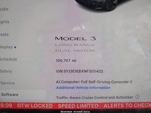 Продажа на аукционе авто 2022 Tesla Model 3 Long Range Dual Motor All-wheel Drive, vin: 5YJ3E1EBXNF305402, номер лота: 45108229
