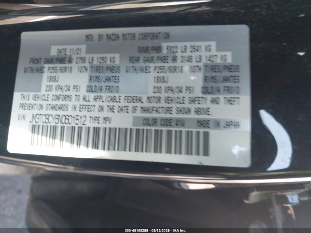 Продажа на аукционе авто 2022 Mazda Cx-9 Touring, vin: JM3TCBCY6N0601512, номер лота: 45108255