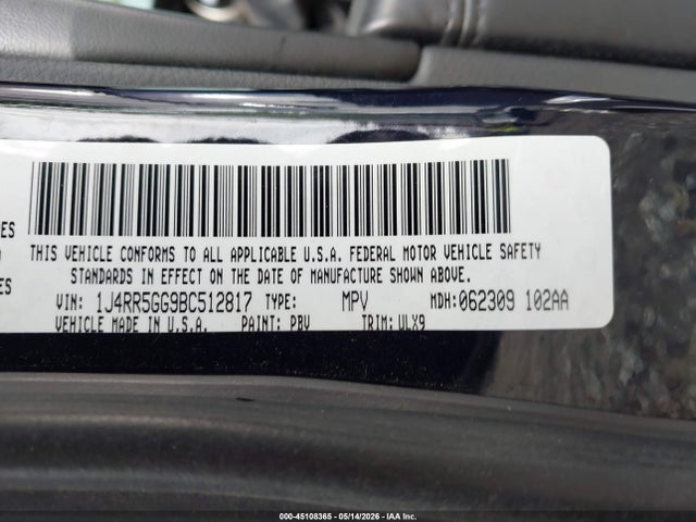 Продаж на аукціоні авто 2011 Jeep Grand Cherokee Limited, vin: 1J4RR5GG9BC512817, номер лоту: 45108365