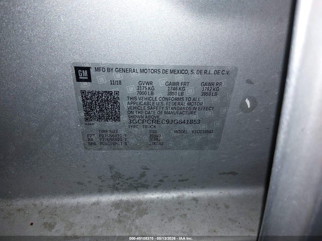 3GCPCREC9JG641853 Chevrolet Silverado 1500 1lt