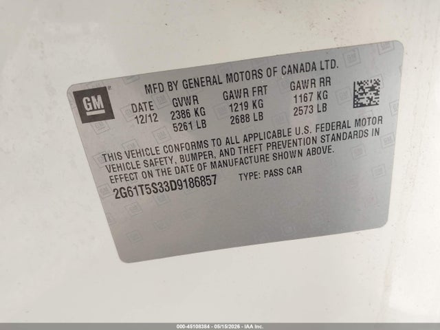 Продаж на аукціоні авто 2013 Cadillac Xts Premium, vin: 2G61T5S33D9186857, номер лоту: 45108384
