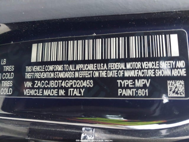 Aukcja sprzedaży 2016 Jeep Renegade Limited, vin: ZACCJBDT4GPD20453, numer aukcji: 45108419