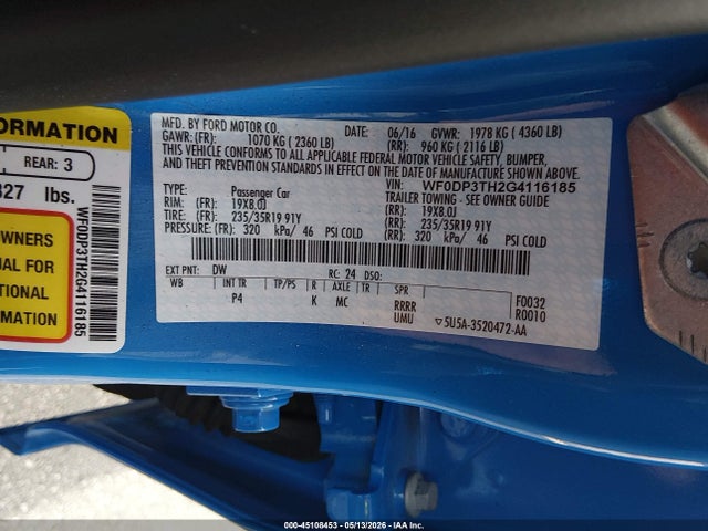Aukcja sprzedaży 2016 Ford Focus Rs, vin: WF0DP3TH2G4116185, numer aukcji: 45108453
