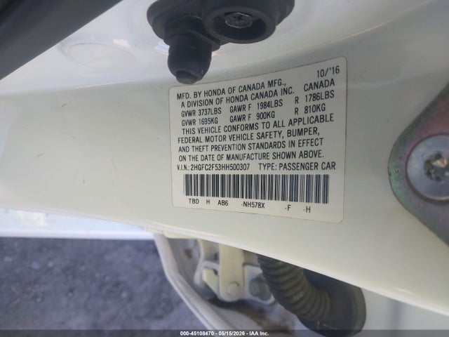 2HGFC2F53HH500307 Honda Civic Lx