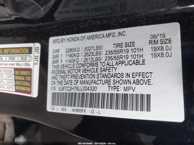 Aukcja sprzedaży 2020 Acura Rdx Advance Package, vin: 5J8TC2H76LL004320, numer aukcji: 45108490