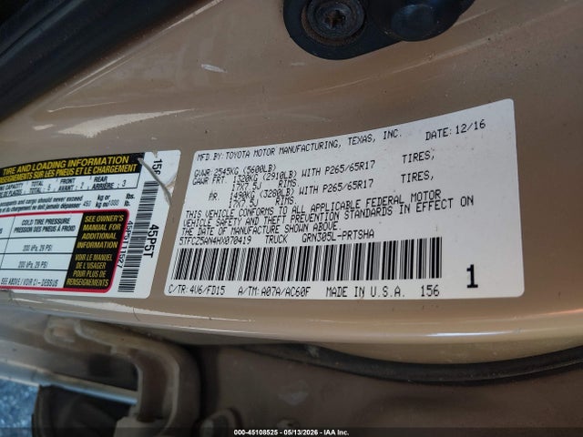 Aukcja sprzedaży 2017 Toyota Tacoma Trd Sport, vin: 5TFCZ5AN4HX070419, numer aukcji: 45108525