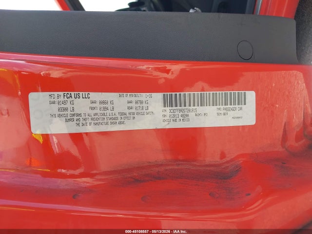 2016 Fiat 500 Sport მანქანა იყიდება აუქციონზე, vin: 3C3CFFBR2GT201815, აუქციონის ნომერი: 45108557