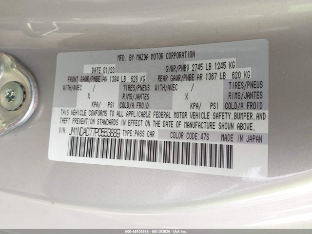 JM1NDAD77P0553889 Mazda Mx-5 Miata Grand Touring
