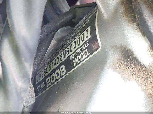 45108577 :رقم المزاد ، JH2SC514X8M600003 vin ، 2008 Honda St1300 A مزاد بيع