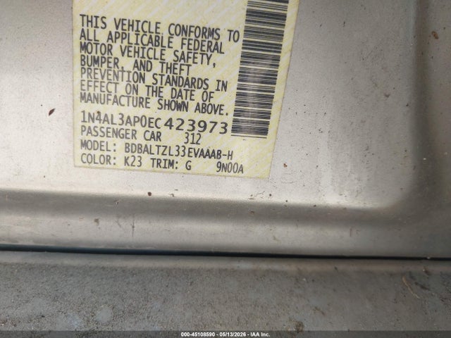 Aukcja sprzedaży 2014 Nissan Altima 2.5 Sv, vin: 1N4AL3AP0EC423973, numer aukcji: 45108590