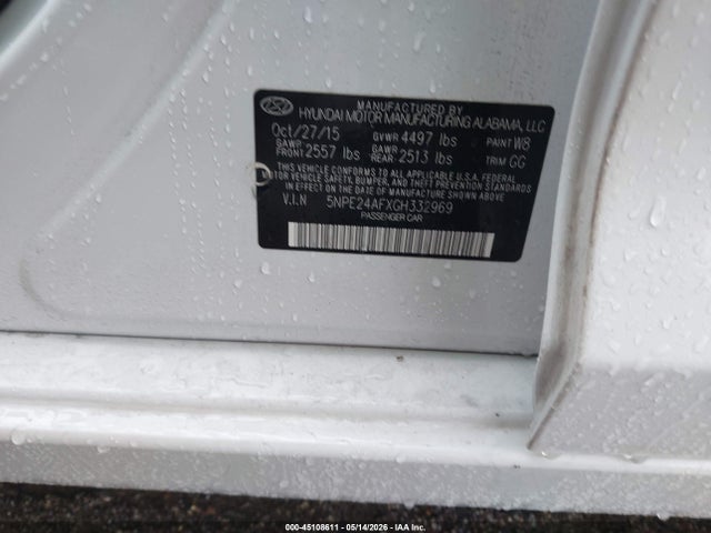 Hyundai SONATA SE 2016 5NPE24AFXGH332969 Image 9