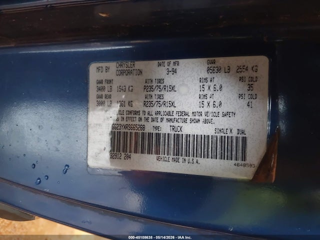 Продажа на аукционе авто 1994 Dodge Dakota, vin: 1B7GG23YXRS665268, номер лота: 45108638
