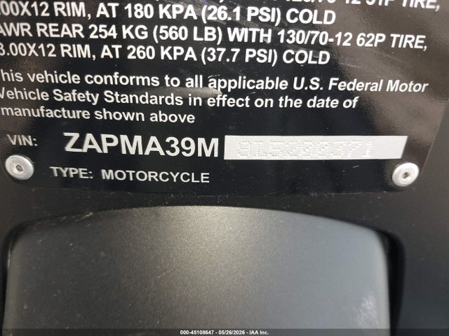 Продажа на аукционе авто 2020 Vespa Gts 300 Super, vin: ZAPMA39M9L5200371, номер лота: 45108647