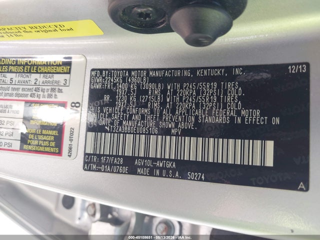 4T3ZA3BB0EU085106 Toyota VENZA LE