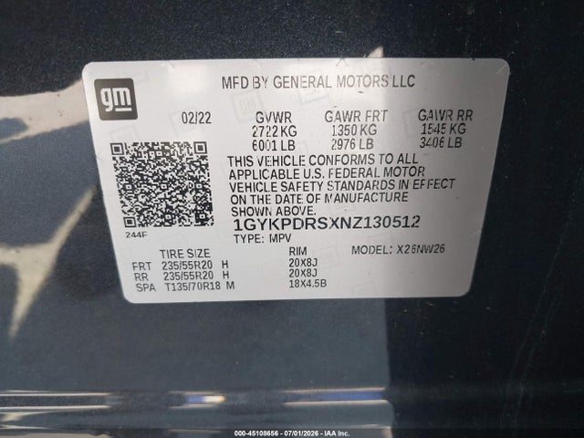 2022 Cadillac Xt6 Awd Premium Luxury მანქანა იყიდება აუქციონზე, vin: 1GYKPDRSXNZ130512, აუქციონის ნომერი: 45108656